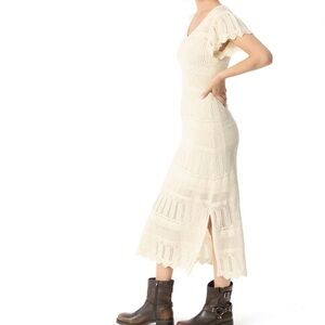 Jessica Simpson Cream Crochet Knit Maxi Dress